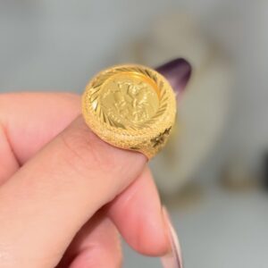 خاتم رش سكر وجه حصان (فضه مطلي)